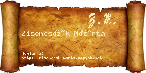 Zisencsák Márta névjegykártya