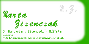 marta zisencsak business card